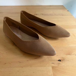 Mustard yellow knit pointy-toe ballet flats, Old Navy, size 8.5